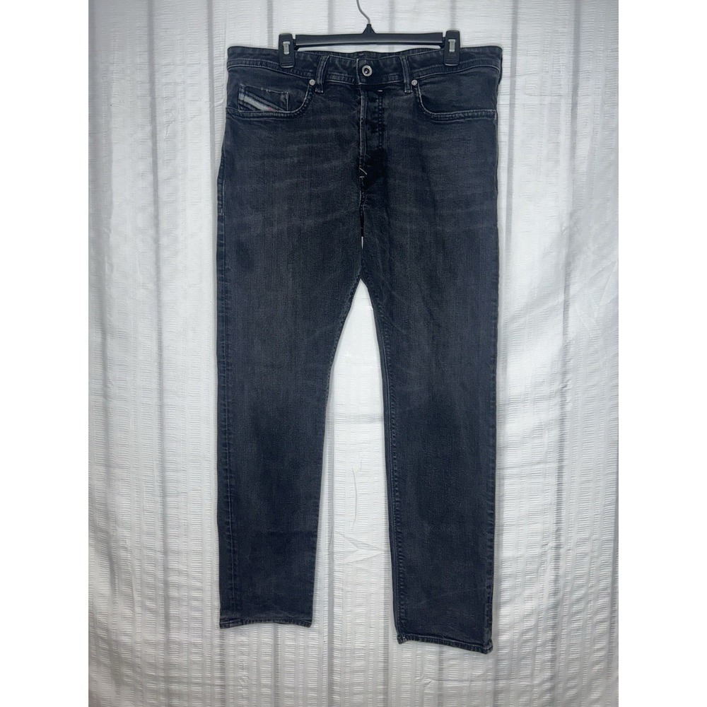 Diesel Buster Black Jeans Mens 36x30 Regular Slim Tapered 0674N Button Fly